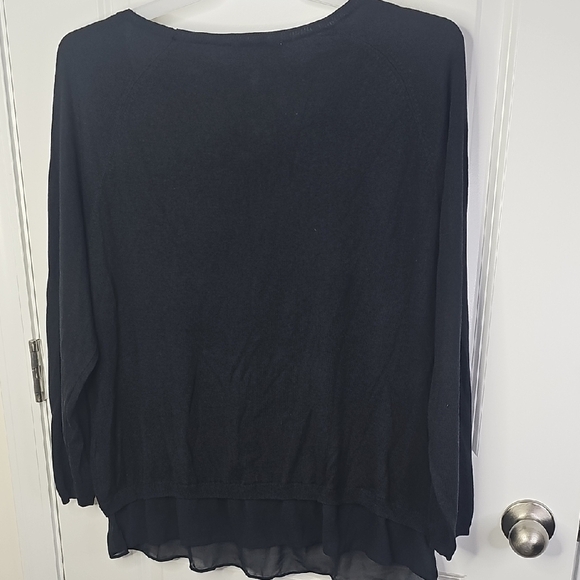 DKNYC Women's Black Sheer Hem Blouse Size XXL - Picture 3 of 9
